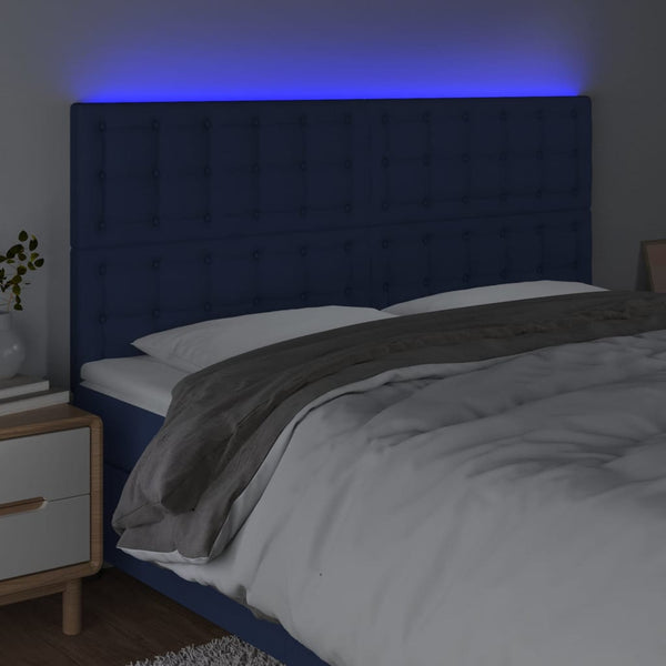 vidaXL LED Headboard Blue 200x5x118/128 cm Fabric