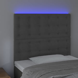 vidaXL LED Headboard Dark Grey 80x5x118/128 cm Velvet