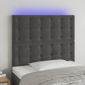 vidaXL LED Headboard Dark Grey 80x5x118/128 cm Velvet