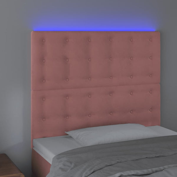 vidaXL LED Headboard Pink 80x5x118/128 cm Velvet