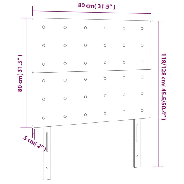 vidaXL LED Headboard Pink 80x5x118/128 cm Velvet