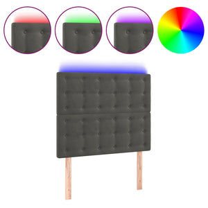 vidaXL LED Headboard Dark Grey 90x5x118/128 cm Velvet