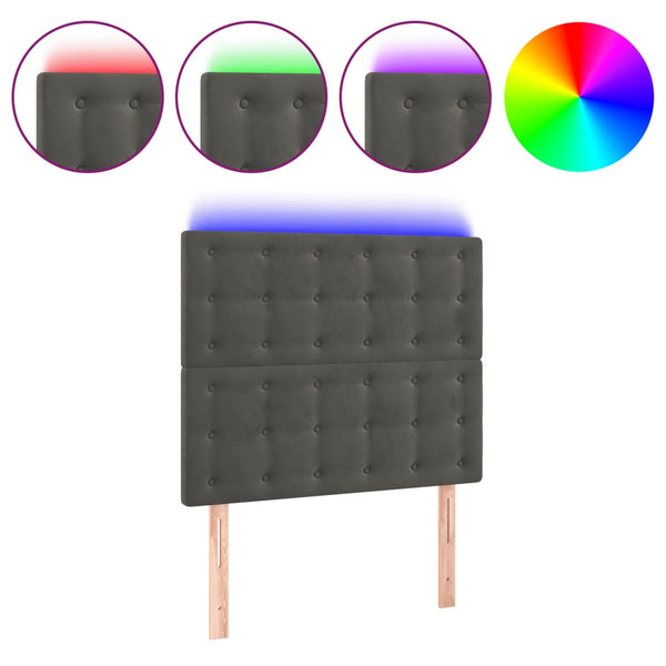 vidaXL LED Headboard Dark Grey 90x5x118/128 cm Velvet
