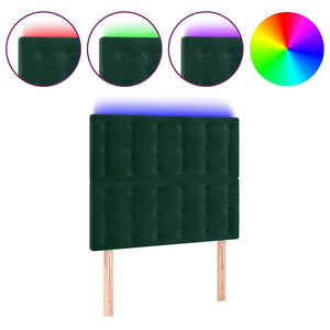 vidaXL LED Headboard Dark Green 90x5x118/128 cm Velvet