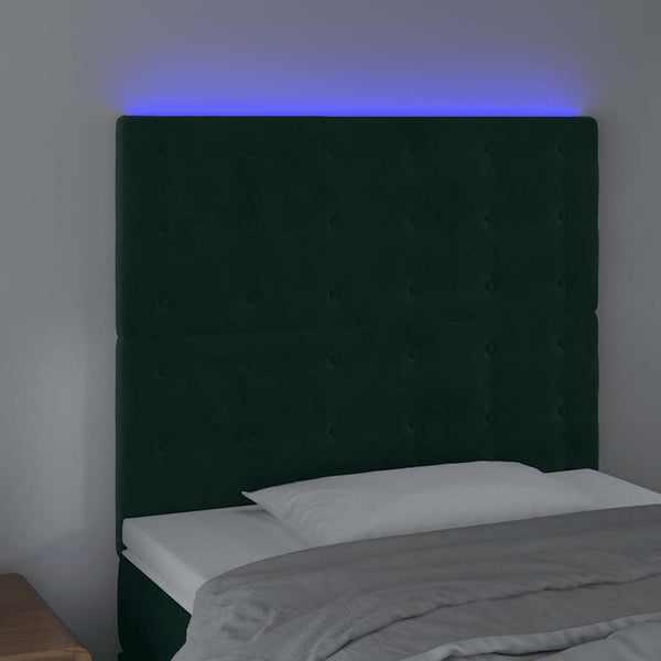vidaXL LED Headboard Dark Green 90x5x118/128 cm Velvet