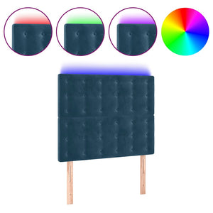 vidaXL LED Headboard Dark Blue 90x5x118/128 cm Velvet