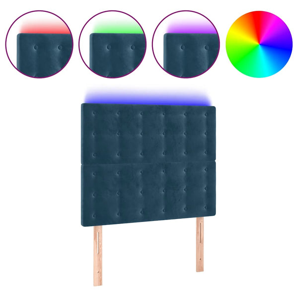 vidaXL LED Headboard Dark Blue 90x5x118/128 cm Velvet