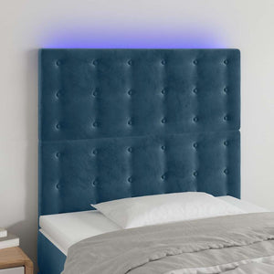 vidaXL LED Headboard Dark Blue 90x5x118/128 cm Velvet