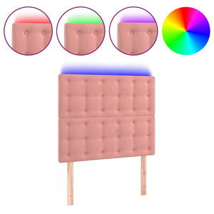 vidaXL LED Headboard Pink 90x5x118/128 cm Velvet