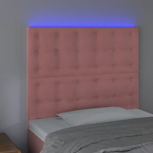 vidaXL LED Headboard Pink 90x5x118/128 cm Velvet