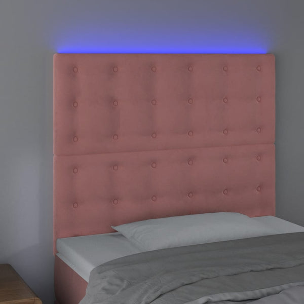 vidaXL LED Headboard Pink 90x5x118/128 cm Velvet