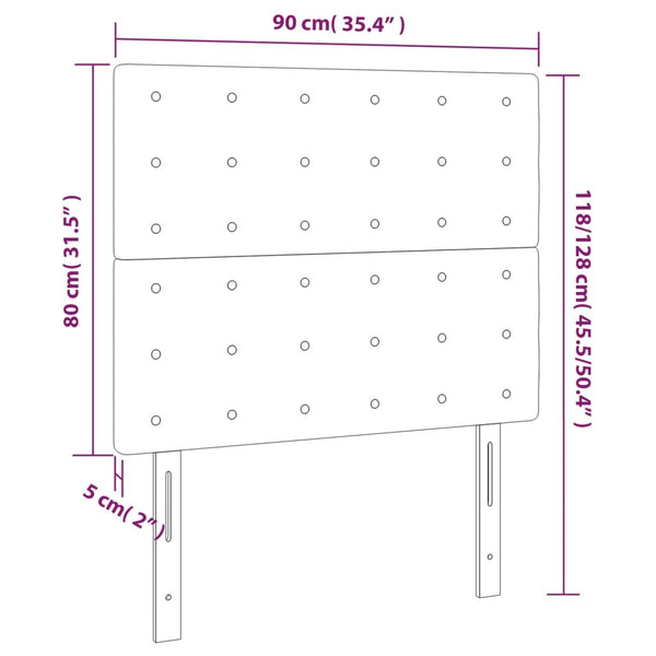 vidaXL LED Headboard Pink 90x5x118/128 cm Velvet