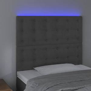 vidaXL LED Headboard Dark Grey 100x5x118/128 cm Velvet