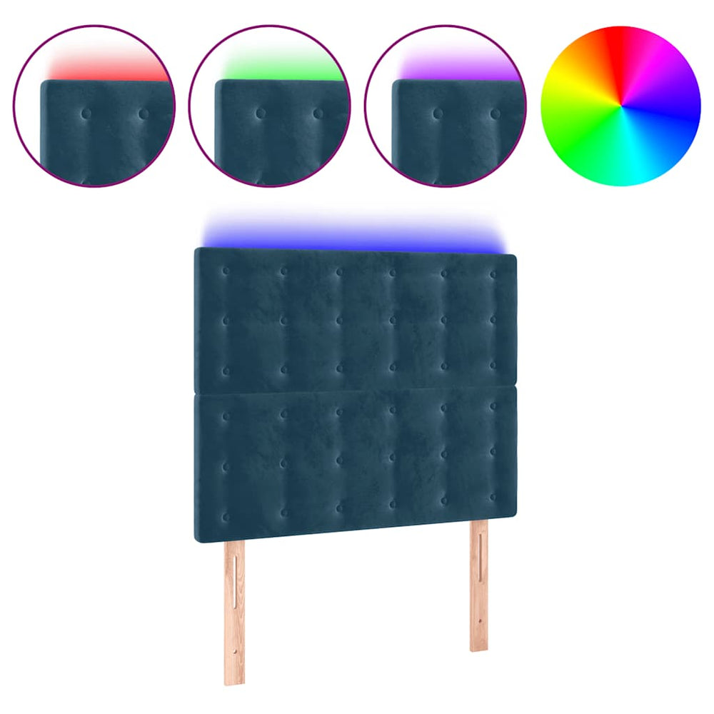 vidaXL LED Headboard Dark Blue 100x5x118/128 cm Velvet