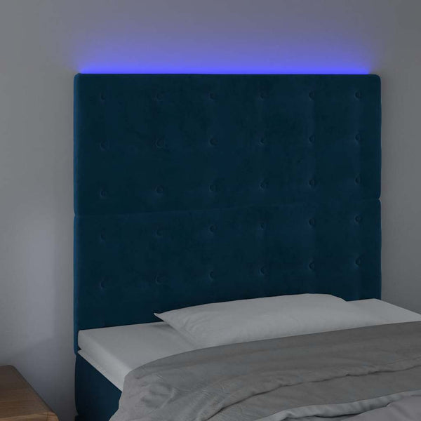 vidaXL LED Headboard Dark Blue 100x5x118/128 cm Velvet