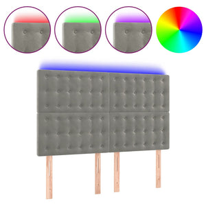 vidaXL LED Headboard Light Grey 144x5x118/128 cm Velvet