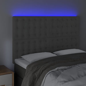 vidaXL LED Headboard Light Grey 144x5x118/128 cm Velvet