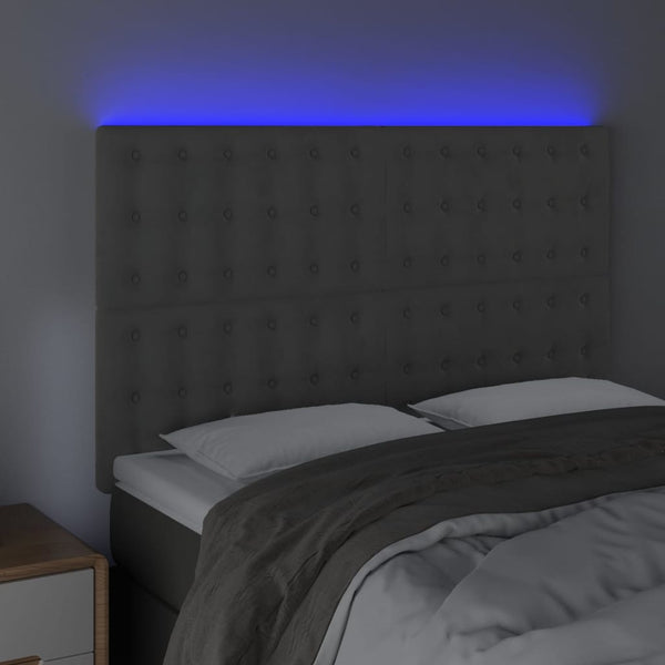 vidaXL LED Headboard Light Grey 144x5x118/128 cm Velvet