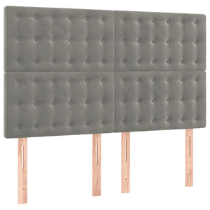 vidaXL LED Headboard Light Grey 144x5x118/128 cm Velvet