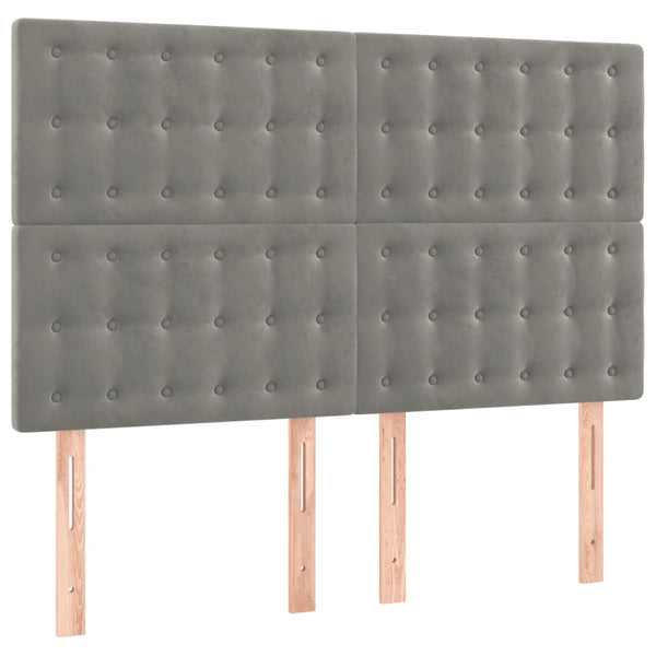 vidaXL LED Headboard Light Grey 144x5x118/128 cm Velvet
