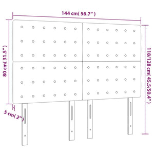 vidaXL LED Headboard Light Grey 144x5x118/128 cm Velvet