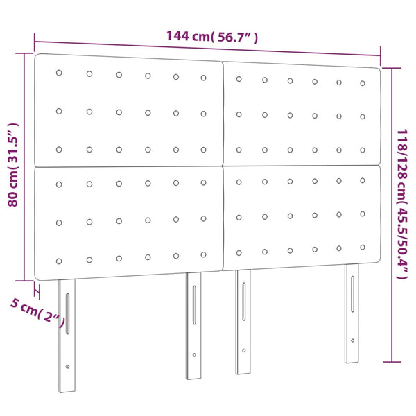 vidaXL LED Headboard Light Grey 144x5x118/128 cm Velvet