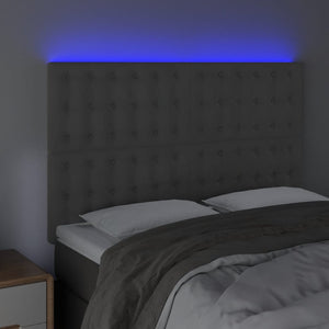 vidaXL LED Headboard Dark Grey 144x5x118/128 cm Velvet