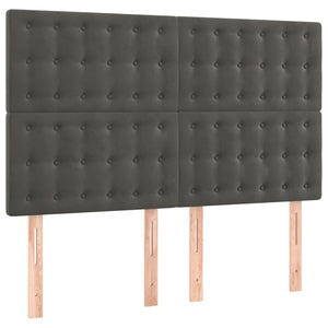 vidaXL LED Headboard Dark Grey 144x5x118/128 cm Velvet