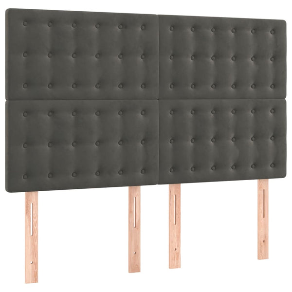 vidaXL LED Headboard Dark Grey 144x5x118/128 cm Velvet
