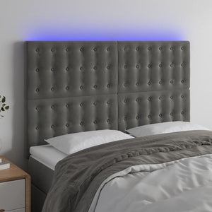 vidaXL LED Headboard Dark Grey 144x5x118/128 cm Velvet