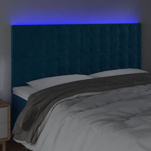 LED Kopfteil Dunkelblau 160x5x118/128 cm Samt