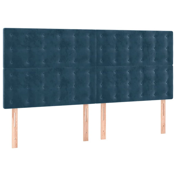 LED Kopfteil Dunkelblau 160x5x118/128 cm Samt