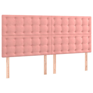 LED Kopfteil Rosa 160x5x118/128 cm Samt