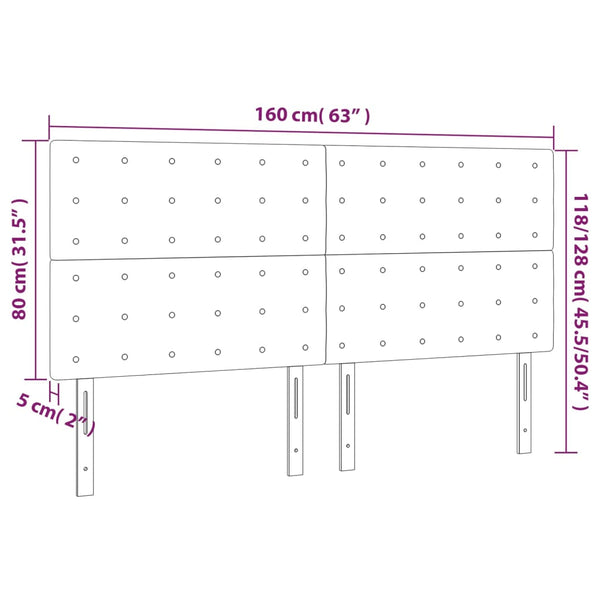 LED Kopfteil Rosa 160x5x118/128 cm Samt
