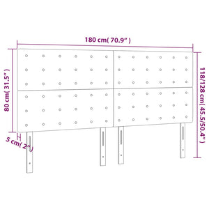 LED Kopfteil Dunkelgrau 180x5x118/128 cm Samt
