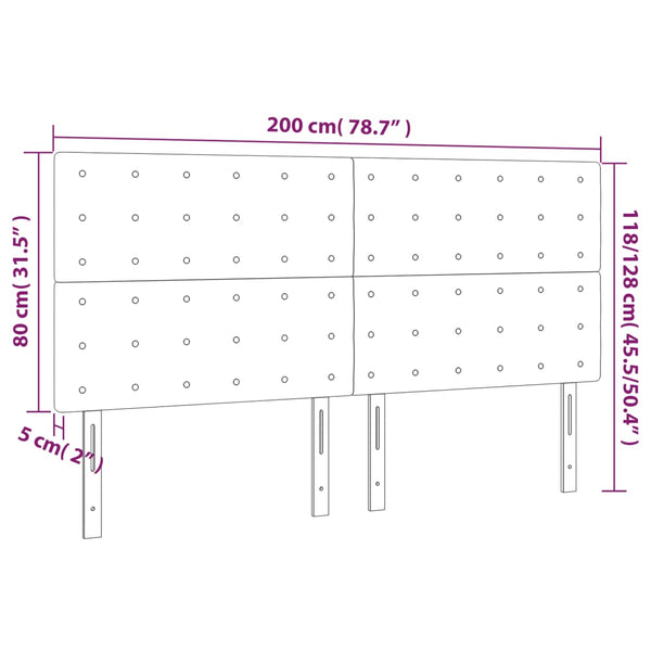 LED Kopfteil Schwarz 200x5x118/128 cm Samt