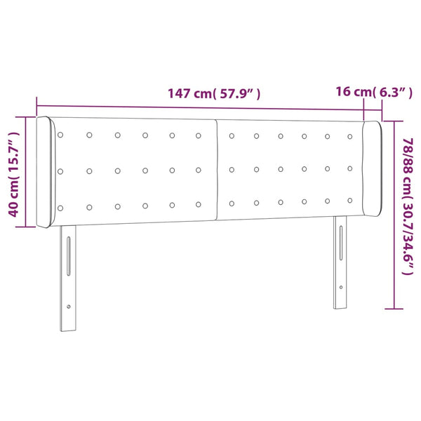 vidaXL LED Headboard Cream 147x16x78/88 cm Faux Leather