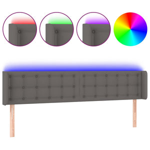 vidaXL LED Headboard Grey 183x16x78/88 cm Faux Leather