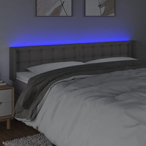 vidaXL LED Headboard Grey 183x16x78/88 cm Faux Leather