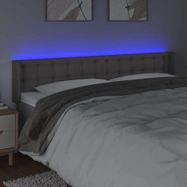 vidaXL LED Headboard Grey 183x16x78/88 cm Faux Leather