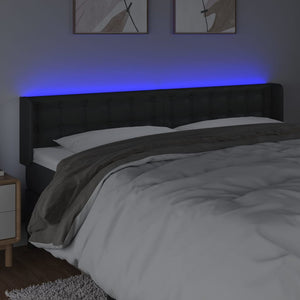 vidaXL LED Headboard Black 203x16x78/88 cm Faux Leather