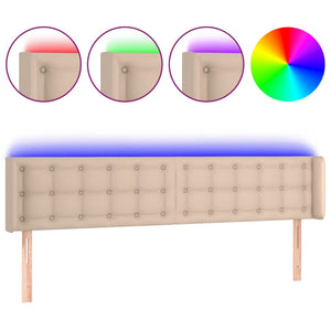 vidaXL LED Headboard Cappuccino Brown 203x16x78/88 cm Faux Leather