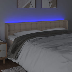vidaXL LED Headboard Cappuccino Brown 203x16x78/88 cm Faux Leather