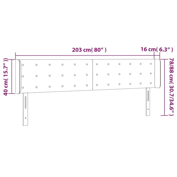 vidaXL LED Headboard Cappuccino Brown 203x16x78/88 cm Faux Leather