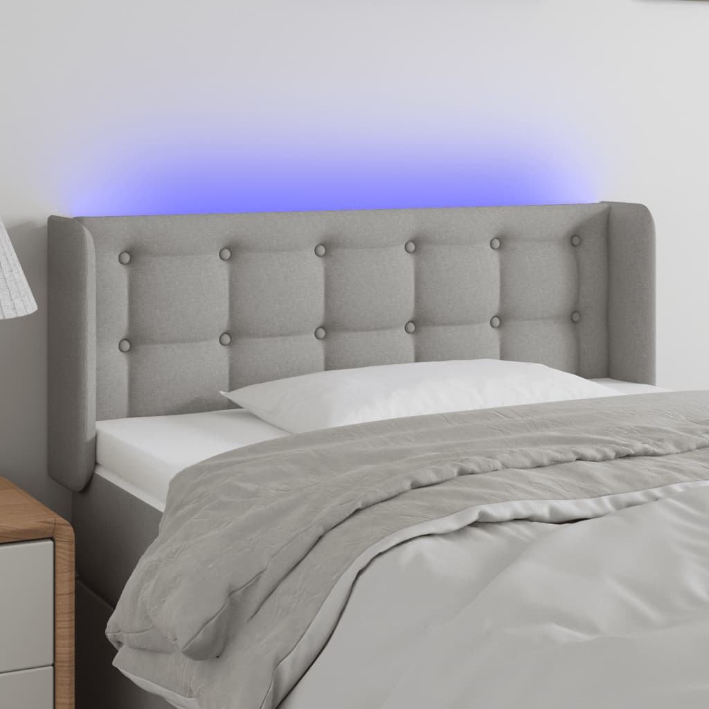 vidaXL LED Headboard Light Gray 83x16x78/88 cm Fabric