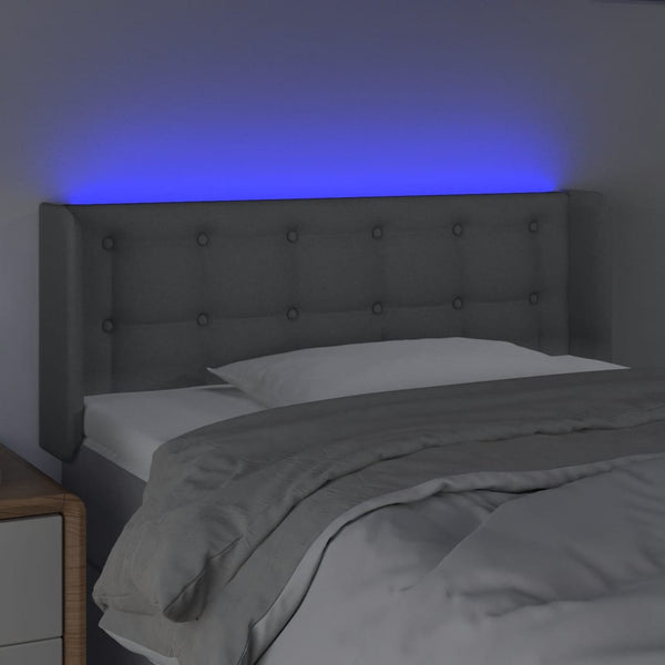 vidaXL LED Headboard Light Grey 93x16x78/88 cm Fabric