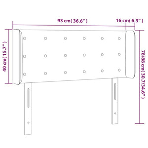 vidaXL LED Headboard Light Grey 93x16x78/88 cm Fabric