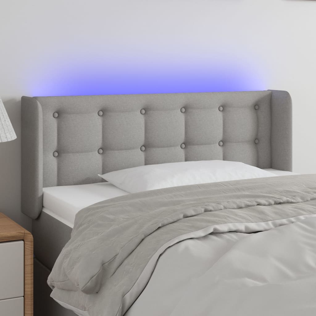 vidaXL LED Headboard Light Grey 93x16x78/88 cm Fabric