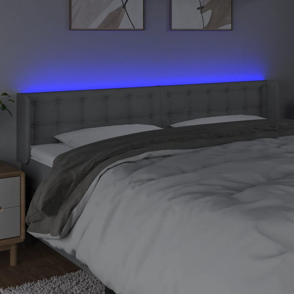 vidaXL LED Headboard Light Grey 183x16x78/88 cm Fabric