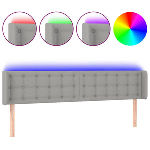vidaXL LED Headboard Light Grey 203x16x78/88 cm Fabric